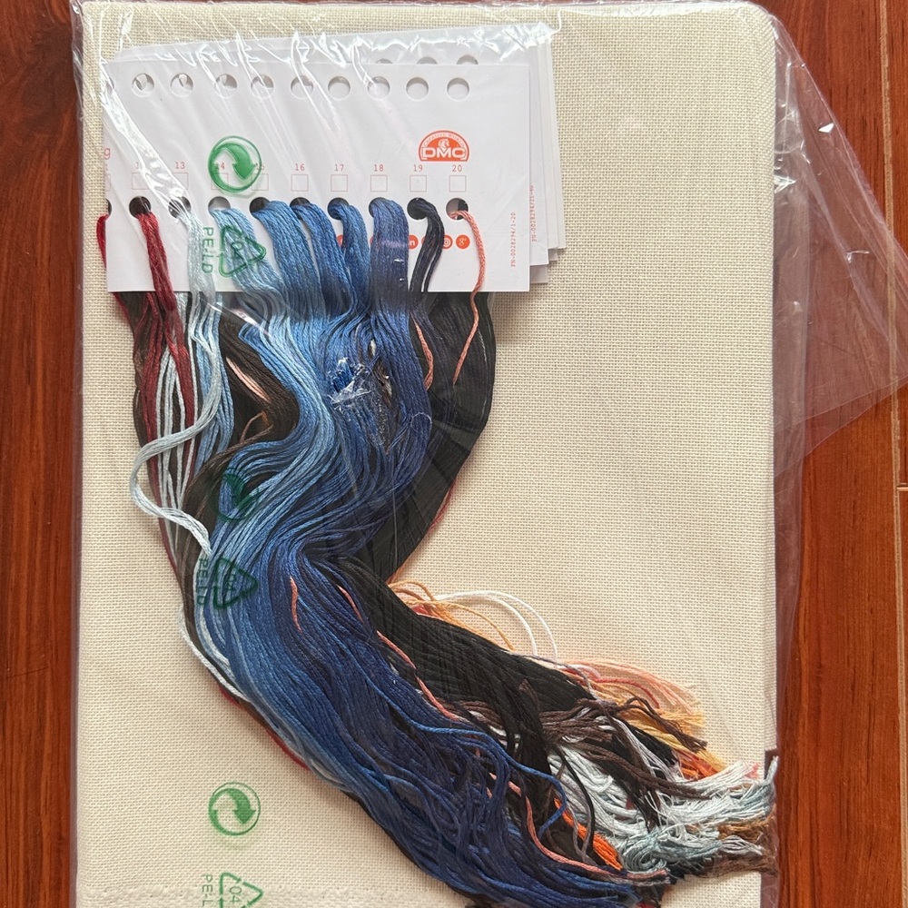 LanArte Embroidery Kit with Blue and Orange Design - Picture 2 of 3